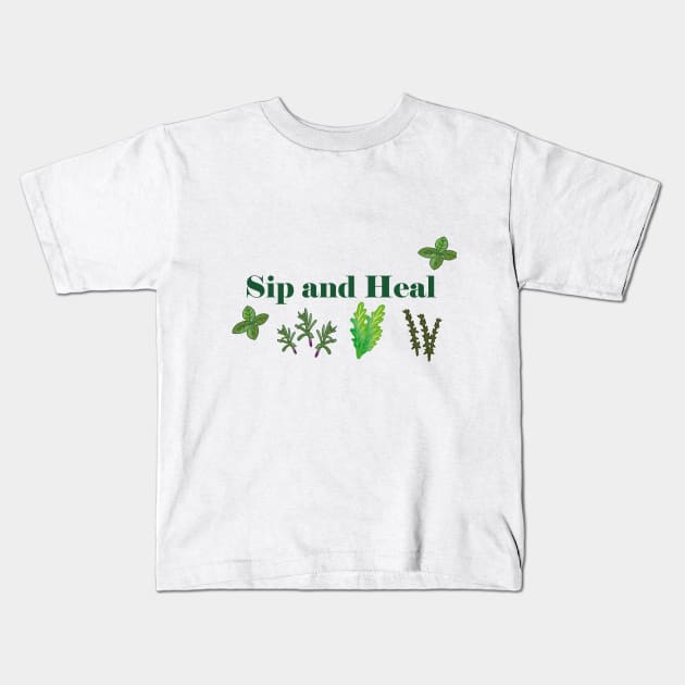 Sip and Heal Kids T-Shirt by Anke Wonder 